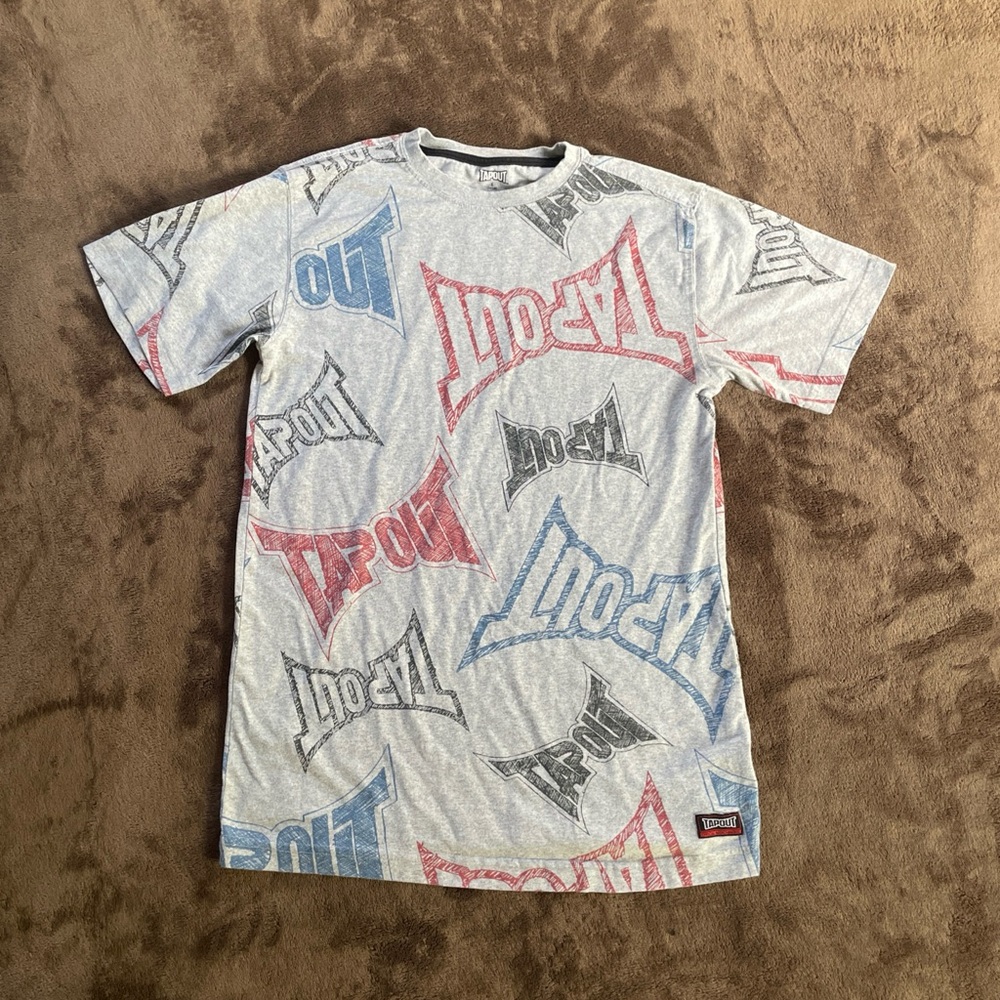 Tapout Gray Tee with Red & Blue Logo Patch